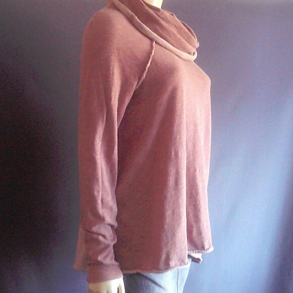 FP Beach Free People Dusty Rose Two Body Cotton Cowl Neck Top ONE SIZE - Picture 5 of 10